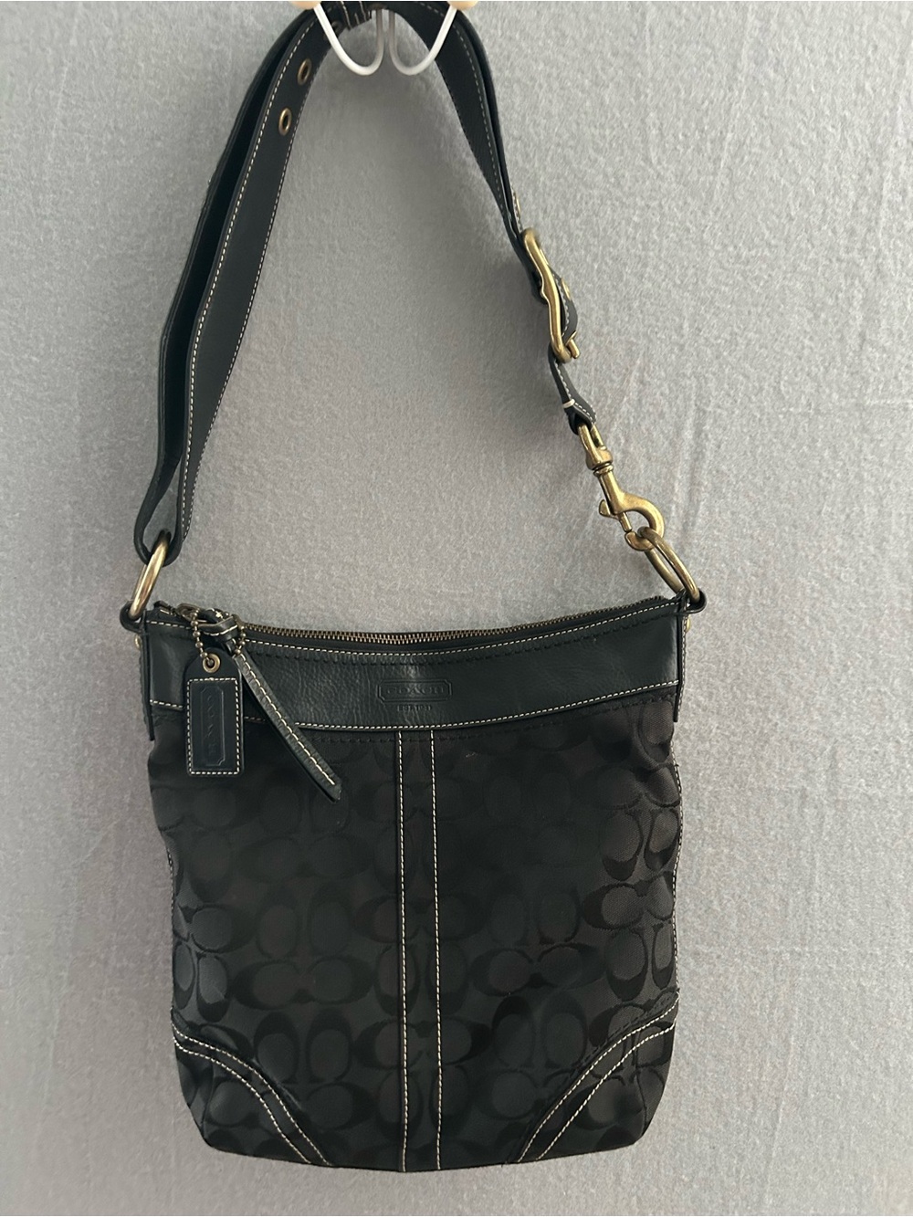 Coach 10403 Legacy Messenger Black Signature Canvas Convertible Crossbody Hobo